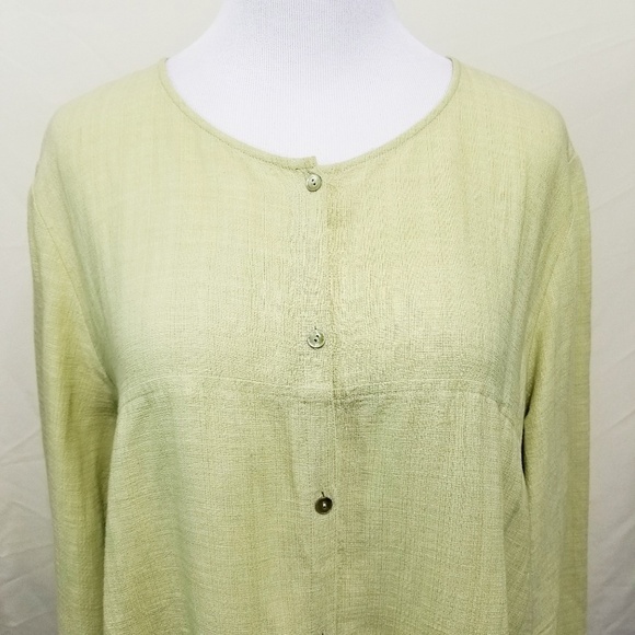 Eileen Fisher light green linen tunic top oversized button down size Medium - Picture 3 of 6